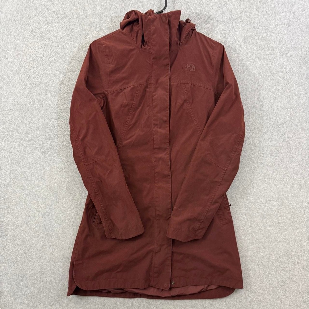 North Face Laney Trench Coat Womens Medium Red Rust DryVent Waterproof Jacket